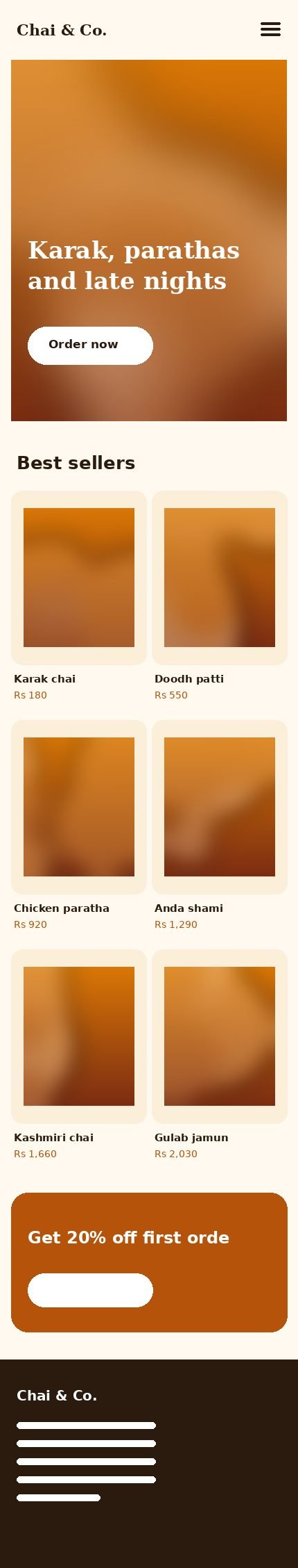 Chai & Co. website on mobile